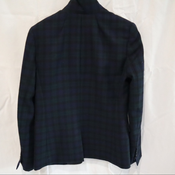 COPY - J. Crew Wool Tartan plaid, navy and forest green riding jacket. - Picture 5 of 5